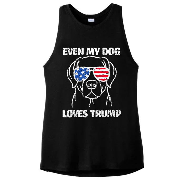 Labrador Dog Flag Sunglasses Even My Dog Loves Trump 2024 Ladies Tri-Blend Wicking Tank