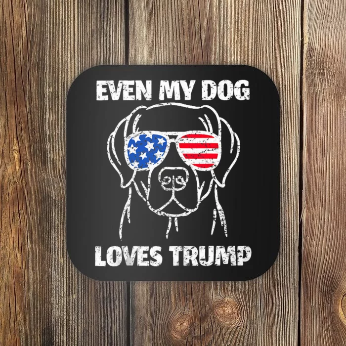 Labrador Dog Flag Sunglasses Even My Dog Loves Trump 2024 Coaster