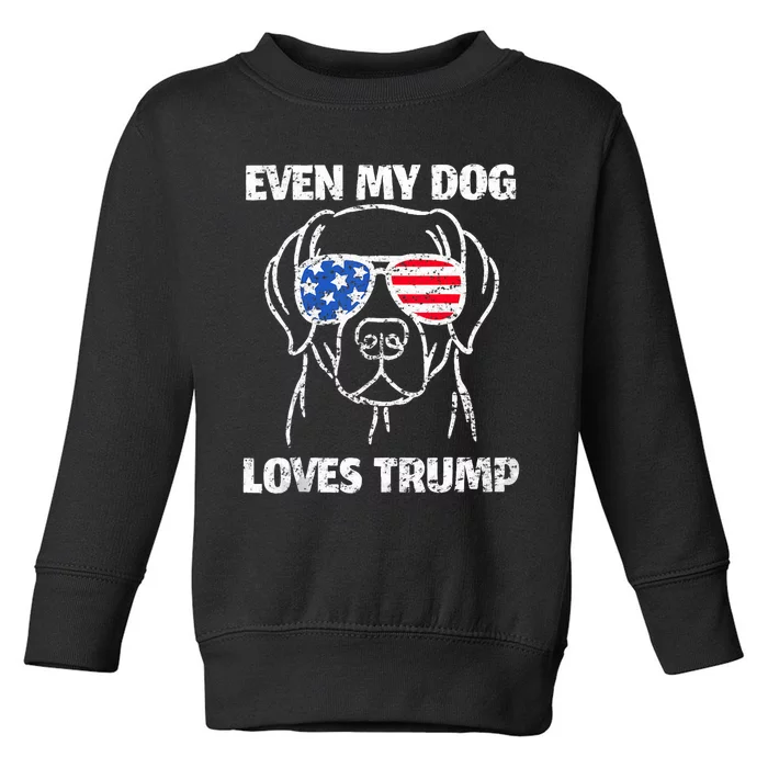 Labrador Dog Flag Sunglasses Even My Dog Loves Trump 2024 Toddler Sweatshirt