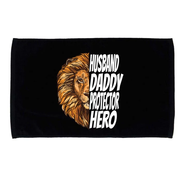 Lion Dad Funny Husband Daddy Protector Hero Gift Microfiber Hand Towel