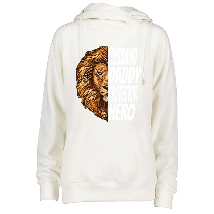 Lion Dad Funny Husband Daddy Protector Hero Gift Womens Funnel Neck Pullover Hood