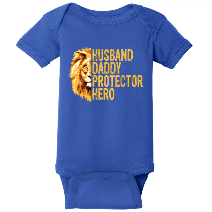 Lion Dad Funny Husband Daddy Protector Hero Fathers Day Funny Gift Baby Bodysuit