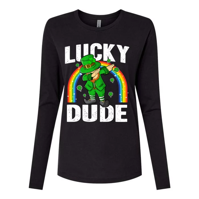 Lucky Dude Funny St Patricks Day Dabbing Leprechaun Cool Gift Womens Cotton Relaxed Long Sleeve T-Shirt