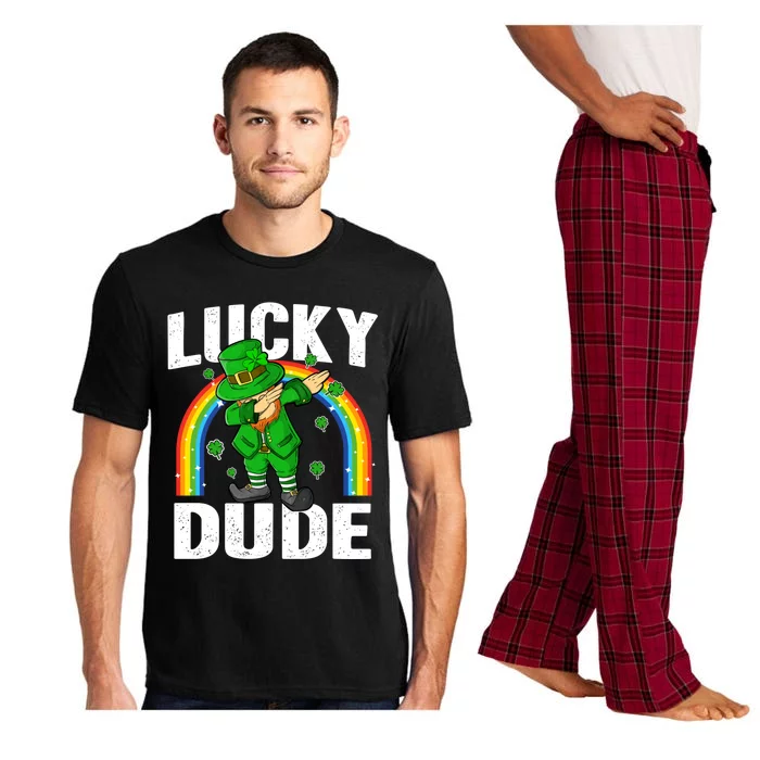 Lucky Dude Funny St Patricks Day Dabbing Leprechaun Cool Gift Pajama Set