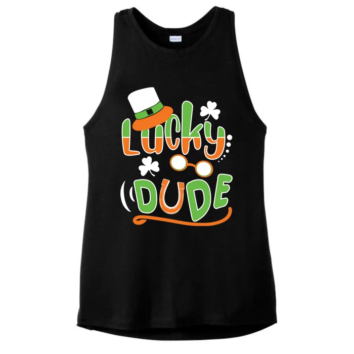 Lucky Dude Funny St Patrick' Day Cool Gift Ladies Tri-Blend Wicking Tank