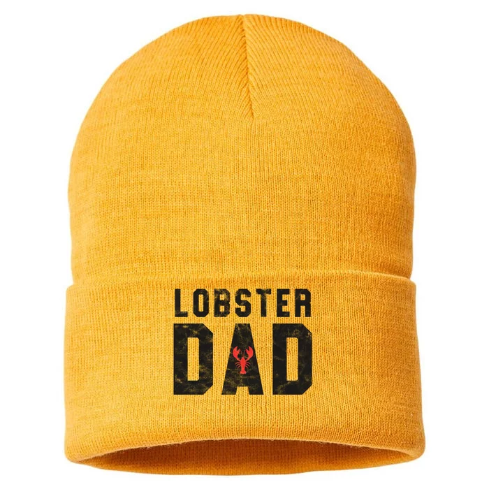 Lobster Dad Funny Vintage Black Gift Sustainable Knit Beanie