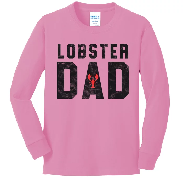 Lobster Dad Funny Vintage Black Gift Kids Long Sleeve Shirt