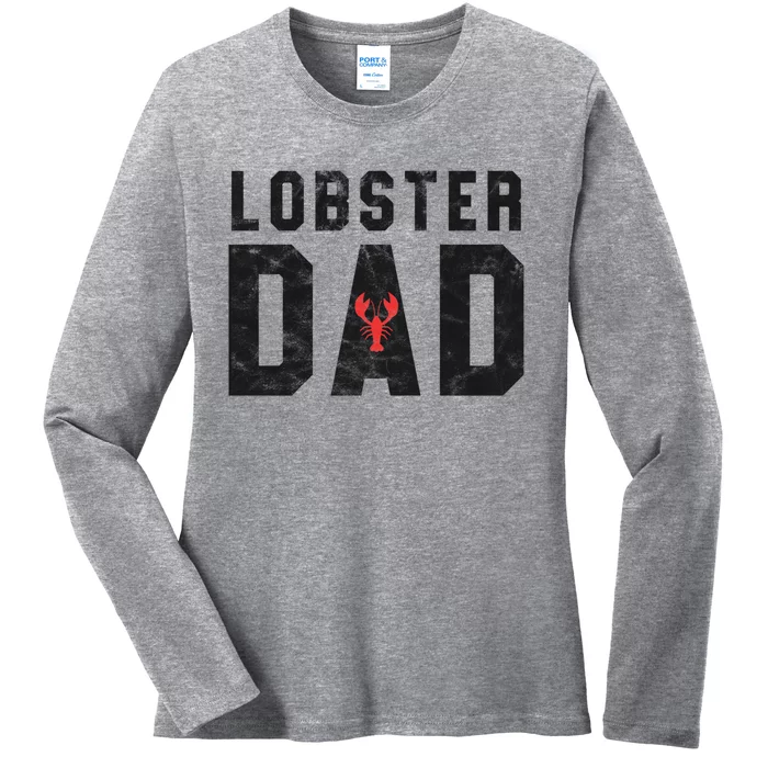 Lobster Dad Funny Vintage Black Gift Ladies Long Sleeve Shirt