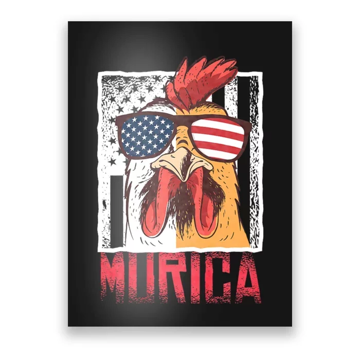 Labor Day Gift Merica Sunglasses Cock Funny Rooster Murica Poster