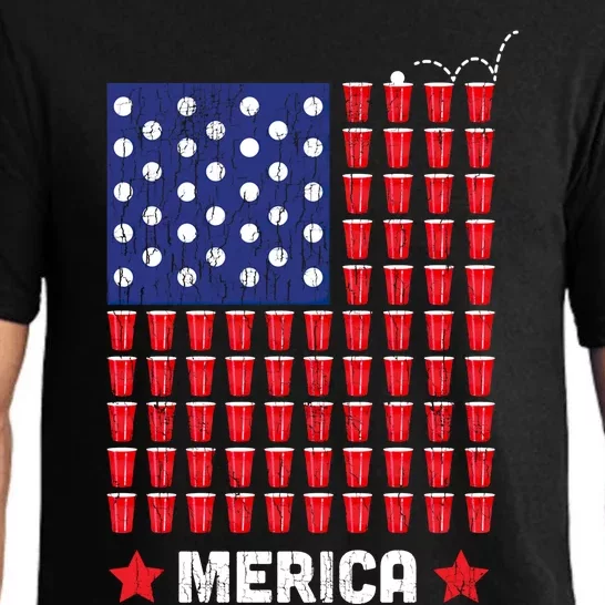 Labor Day Gift Beer Pong Merica Gift Pajama Set