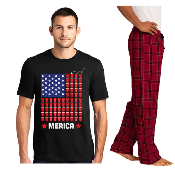 Labor Day Gift Beer Pong Merica Gift Pajama Set