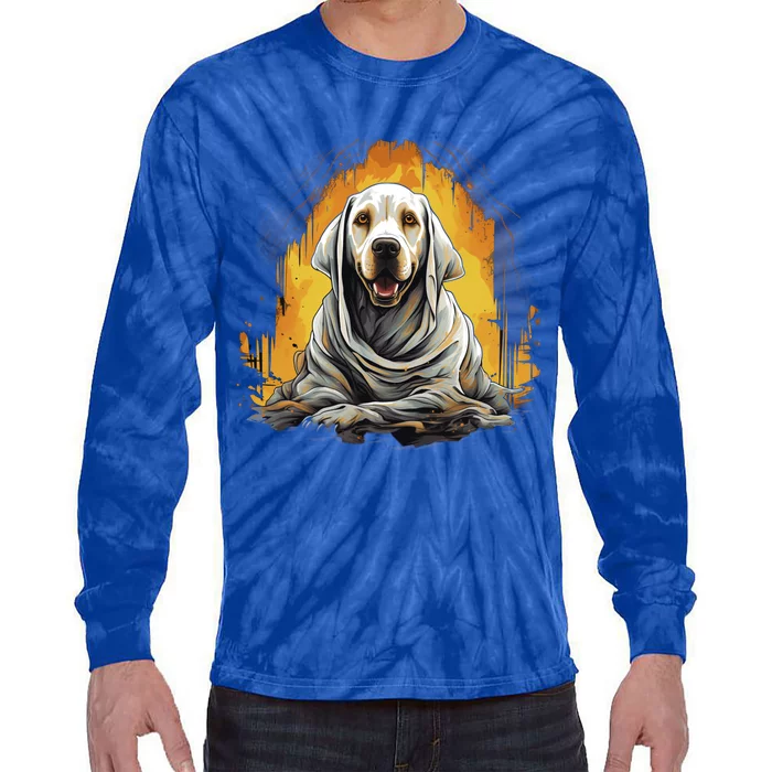 Labrador Dog Ghost Funny Halloween Pumpkin For Dog Lovers Cute Gift Tie-Dye Long Sleeve Shirt