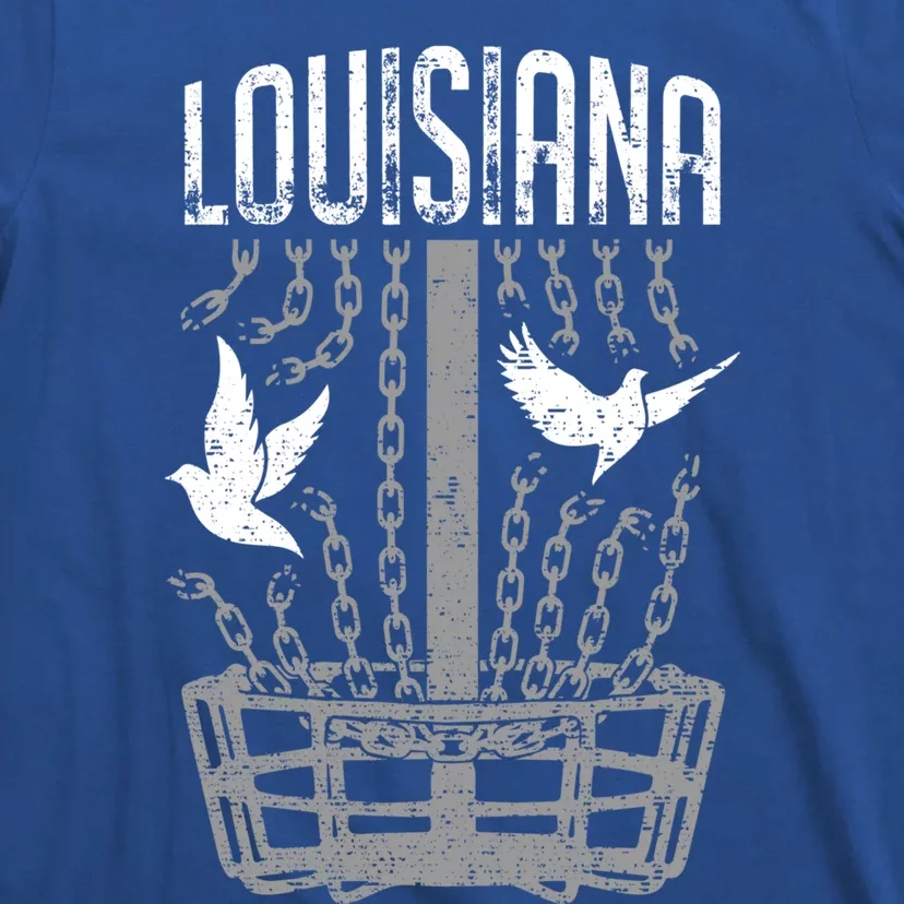 Louisiana Disc Golf Player Breaking Chains Birdie Cool Gift T-Shirt