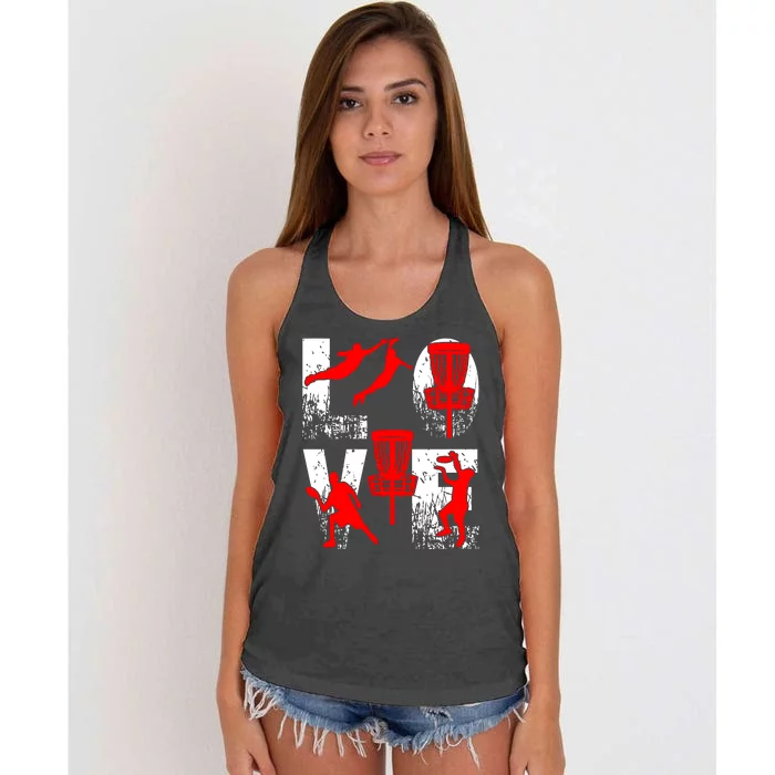 Love Disk Golf Vintage Fun Golfing Women's Knotted Racerback Tank