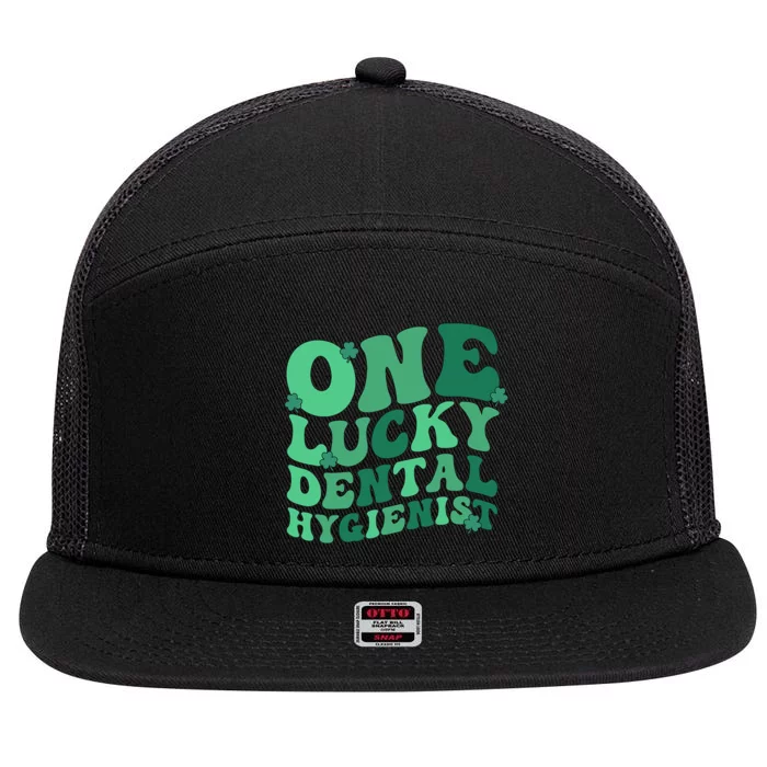 Lucky Dental Hygienist St. Patrick's Day Dental Hygiene Gift 7 Panel Mesh Trucker Snapback Hat