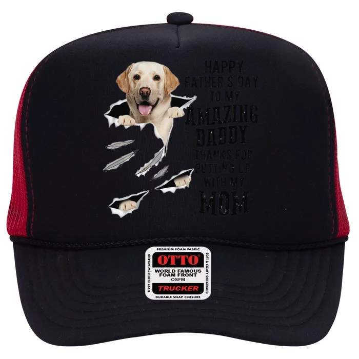 Labrador Dad Happy Fathers Day To My Amazing Daddy Dog High Crown Mesh Trucker Hat