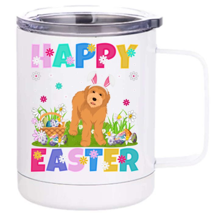 Labradoodle Dog Happy Easter Bunny Labradoodle Easter Sunday Funny Gift Front & Back 12oz Stainless Steel Tumbler Cup