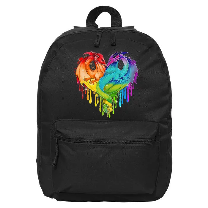 LGBT Dragon Heart Rainbow Heart Dragon LGBT Pride 16 in Basic Backpack