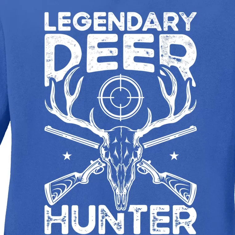 Legendary Deer Hunter Dad Buck Funny Deer Hunting Gift Ladies Long Sleeve Shirt