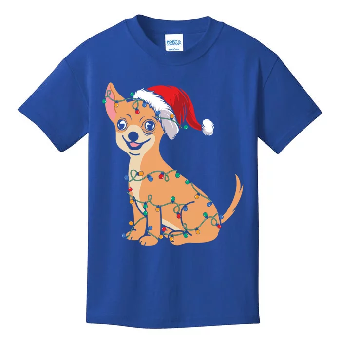 Lovely Dog Holder Lover Santa Christmas Light Chihuahua Gift Kids T-Shirt