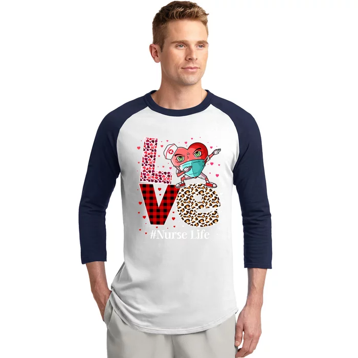 Love Dabbing Heart Nurse Life Valentines Day Nursing Great Gift Baseball Sleeve Shirt