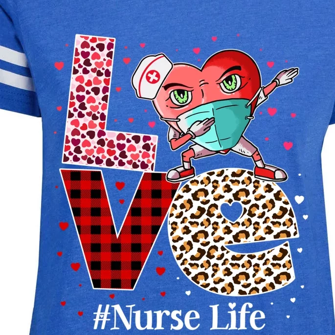 Love Dabbing Heart Nurse Life Valentines Day Nursing Great Gift Enza Ladies Jersey Football T-Shirt