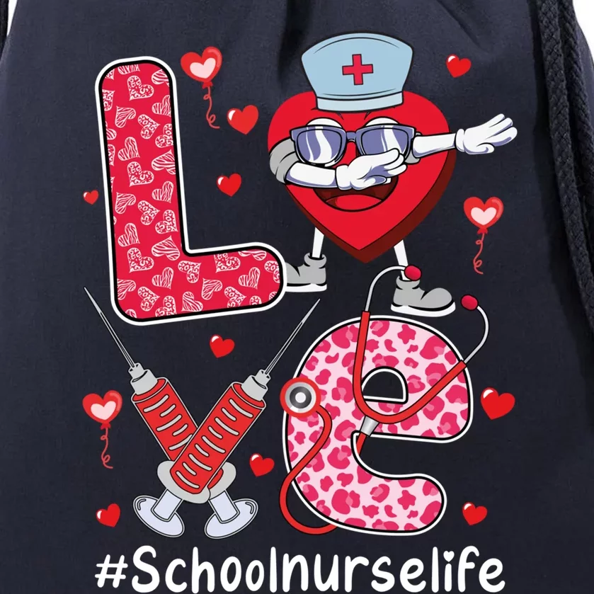 Love Dabbing Heart School Nurse Valentines Day Hearts Cute Gift Drawstring Bag