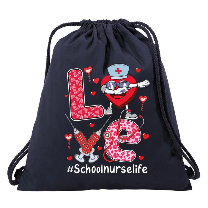 Love Dabbing Heart School Nurse Valentines Day Hearts Cute Gift Drawstring Bag