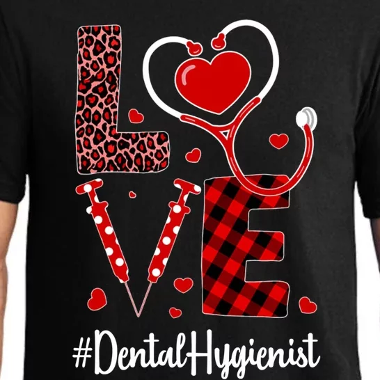 Love Dental Hygienist Valentine's Day Flannel Gift Nurse Gift Pajama Set