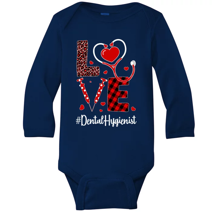 Love Dental Hygienist Valentine's Day Flannel Gift Nurse Gift Baby Long Sleeve Bodysuit