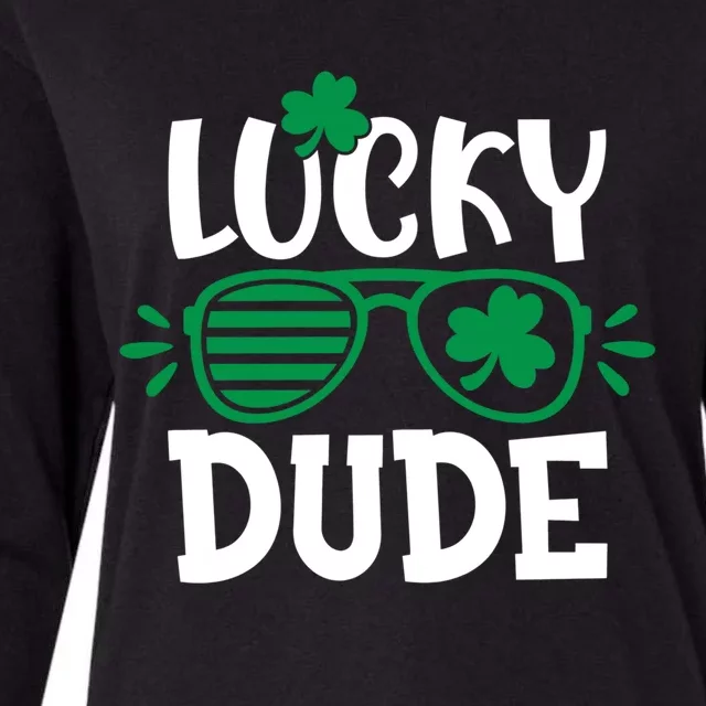 Lucky Dude Happy St Patrick's Day Shamrock Irish Funny Gift Womens Cotton Relaxed Long Sleeve T-Shirt