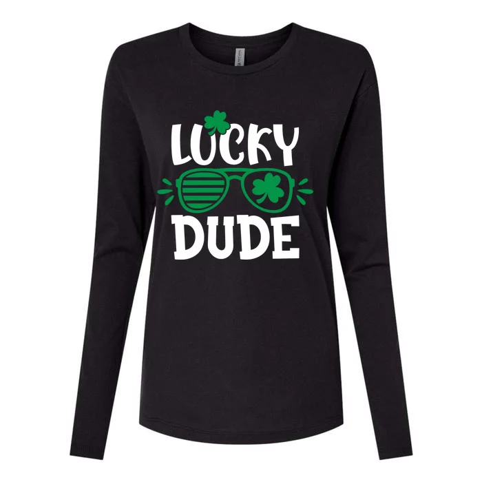 Lucky Dude Happy St Patrick's Day Shamrock Irish Funny Gift Womens Cotton Relaxed Long Sleeve T-Shirt