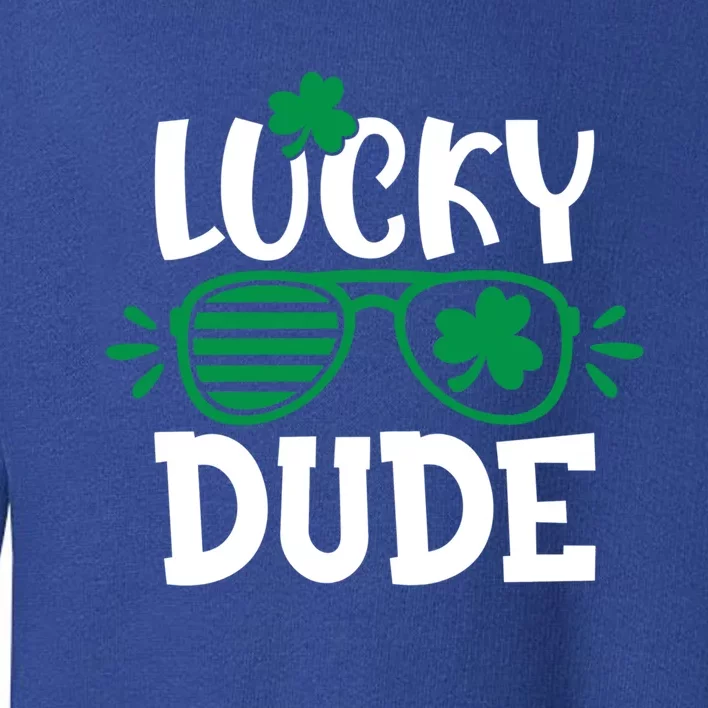 Lucky Dude Happy St Patrick's Day Shamrock Irish Funny Gift Toddler Sweatshirt