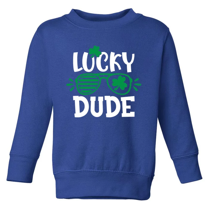 Lucky Dude Happy St Patrick's Day Shamrock Irish Funny Gift Toddler Sweatshirt