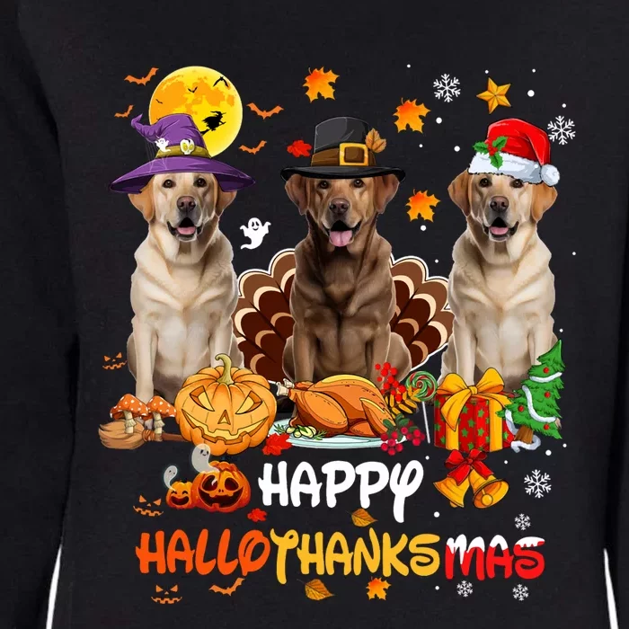 Labrador Dog Happy Halloween Thanksgiving Merry Christmas Long Sleeve Womens California Wash Sweatshirt