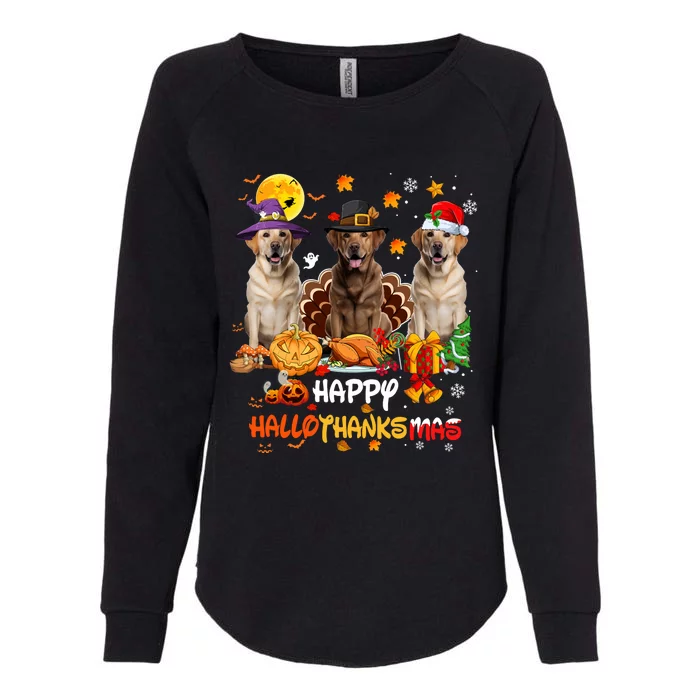 Labrador Dog Happy Halloween Thanksgiving Merry Christmas Long Sleeve Womens California Wash Sweatshirt