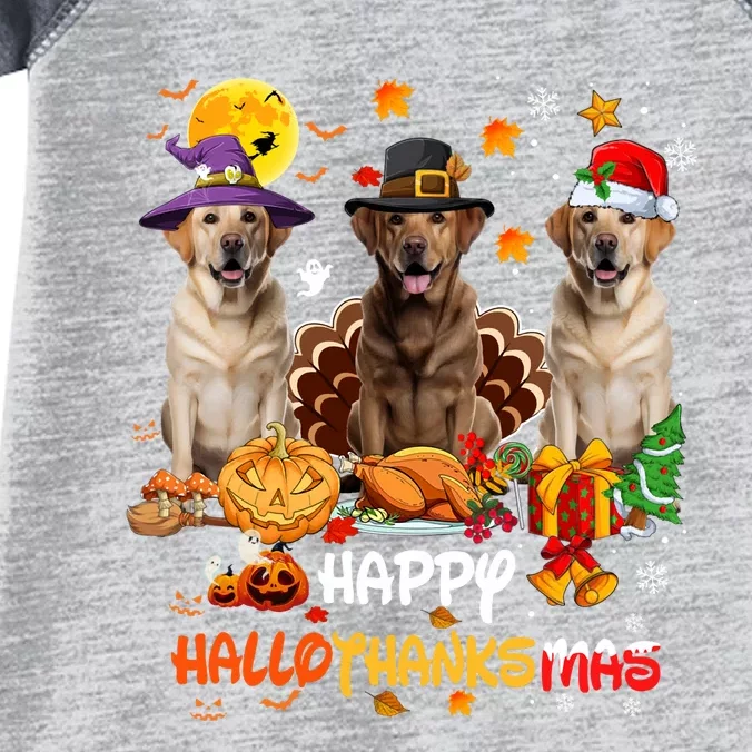 Labrador Dog Happy Halloween Thanksgiving Merry Christmas Long Sleeve Infant Baby Jersey Bodysuit