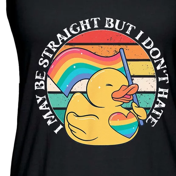 LGBTQ Duck I May Be Straight But I Dont Hate Pride Ally Ladies Essential Flowy Tank