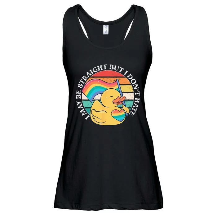 LGBTQ Duck I May Be Straight But I Dont Hate Pride Ally Ladies Essential Flowy Tank