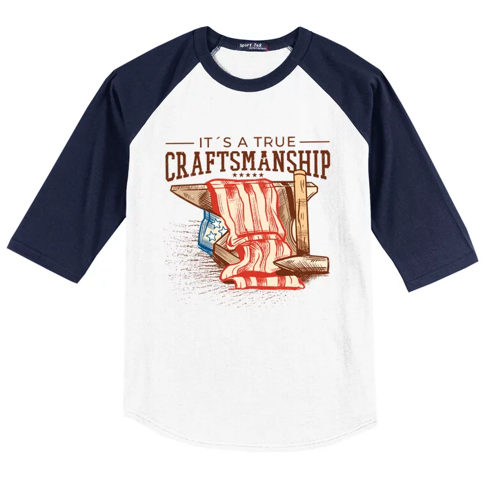 Labor Day Its A True Craftship Patriotic American Flag Gift Baseball Sleeve Shirt