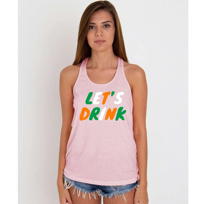 Lets Drink Irish Flag Colors St Patrick's Day Women's Knotted Racerback Tank