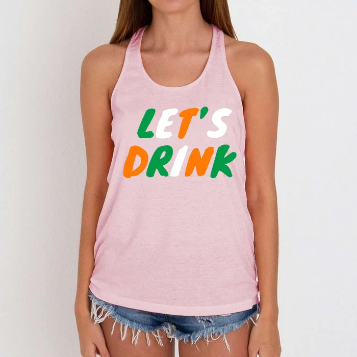 Lets Drink Irish Flag Colors St Patrick's Day Women's Knotted Racerback Tank