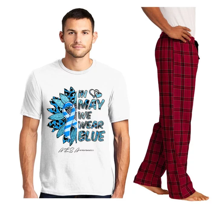 Leopard Daisy In May We Wear Blue ALS Awareness Pajama Set