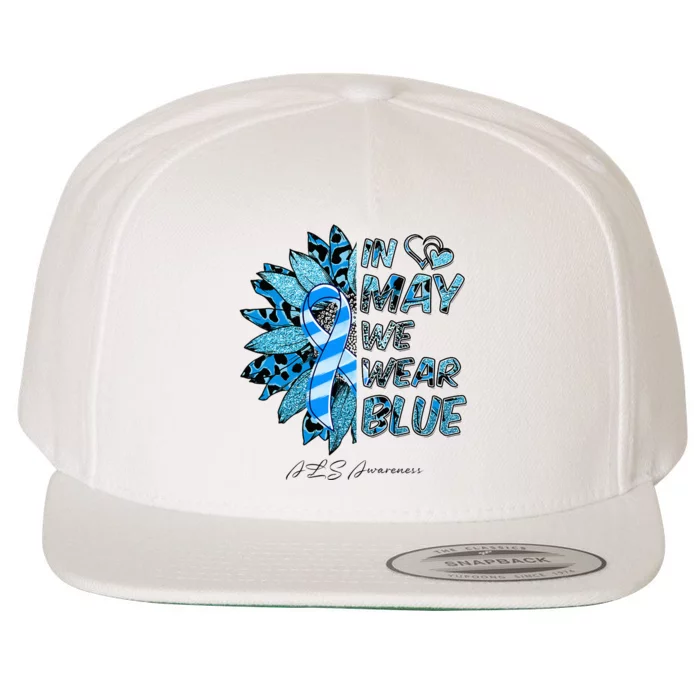 Leopard Daisy In May We Wear Blue ALS Awareness Wool Snapback Cap