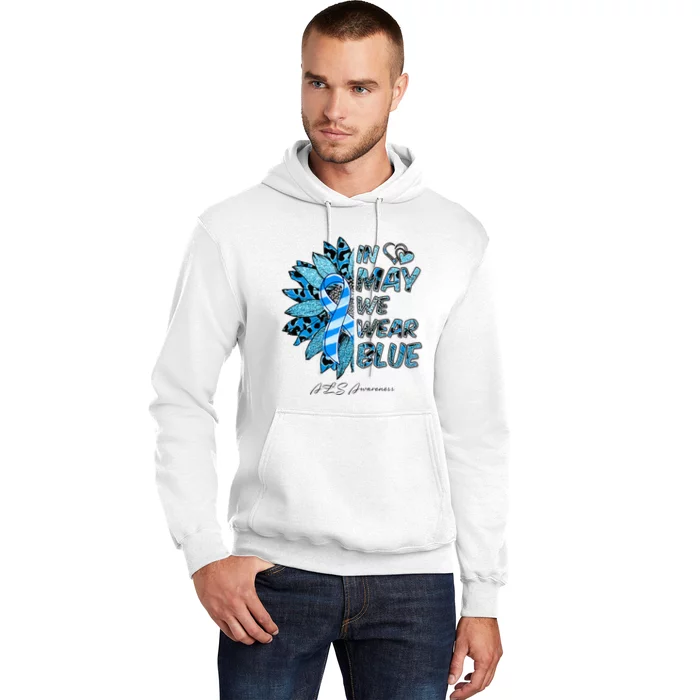 Leopard Daisy In May We Wear Blue ALS Awareness Hoodie