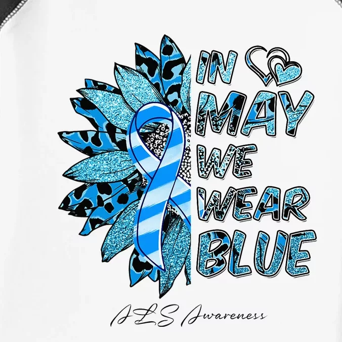 Leopard Daisy In May We Wear Blue ALS Awareness Infant Baby Jersey Bodysuit