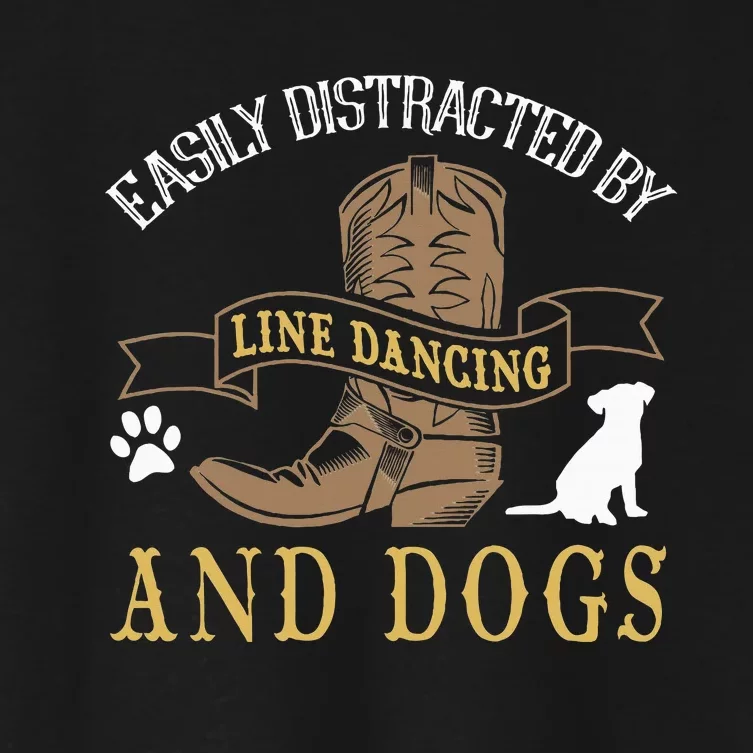 Line Dance Joke Dog Lover Line Dancing Line Dancer Women's Crop Top Tee