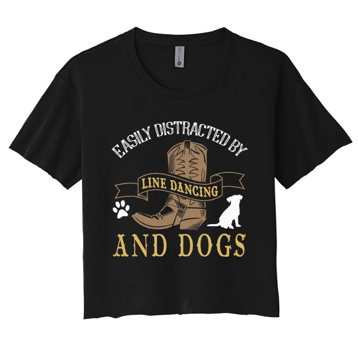 Line Dance Joke Dog Lover Line Dancing Line Dancer Women's Crop Top Tee