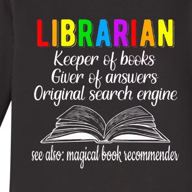 Librarian Definition Library Worker Day Baby Long Sleeve Bodysuit