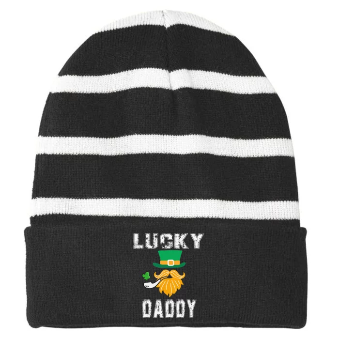 Lucky Daddy Leprechaun Saint Patrick's Day Gift Striped Beanie with Solid Band